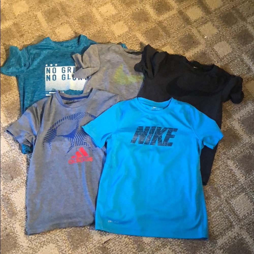 Lot of 5 Boys T-Shirts, Nike/Reebok/Adidas, small
